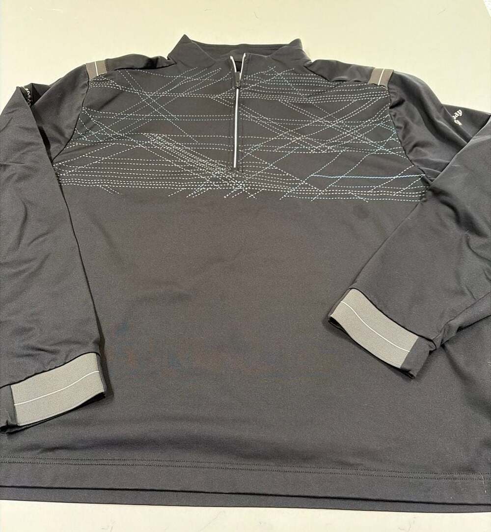 Callaway Weather Series 1/4 Zip Pullover XXL Black Geometric Pattern